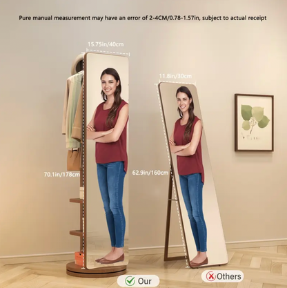 Solid Wood Floor Mirror – Rotating with Coat Hanger!